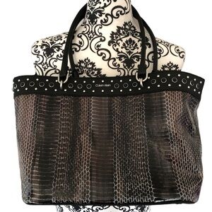 CALVIN KLEIN large top handle shoulder bag crocodile design